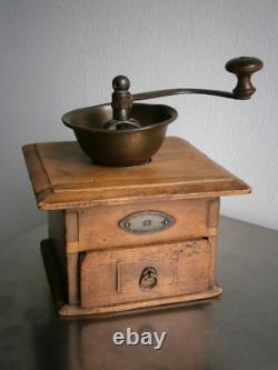 Coffee Mill 19°S Coulaux Molsheim Wood Copper Décor Kitchen Antique