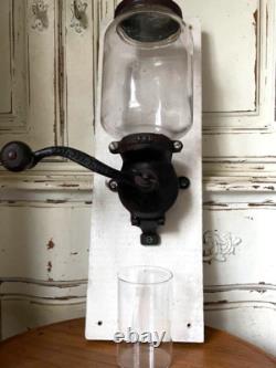 Coffee mill, Parker grinder, extra large glass wall-mounted, rare retro, 1917