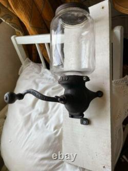 Coffee mill, Parker grinder, extra large glass wall-mounted, rare retro, 1917