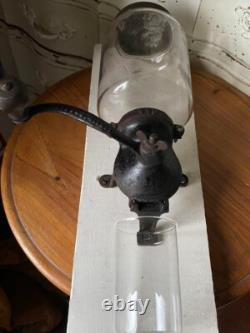 Coffee mill, Parker grinder, extra large glass wall-mounted, rare retro, 1917