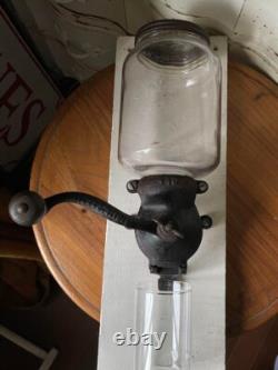 Coffee mill, Parker grinder, extra large glass wall-mounted, rare retro, 1917