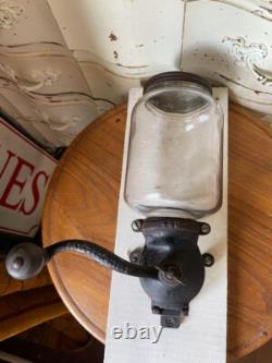 Coffee mill, Parker grinder, extra large glass wall-mounted, rare retro, 1917