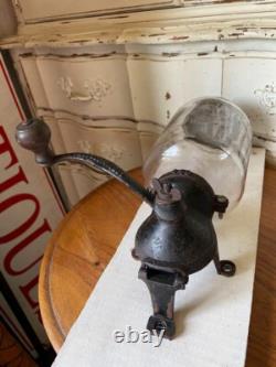 Coffee mill, Parker grinder, extra large glass wall-mounted, rare retro, 1917