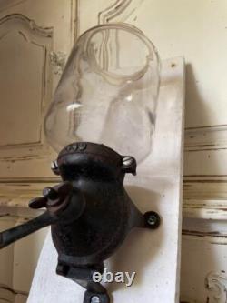 Coffee mill, Parker grinder, extra large glass wall-mounted, rare retro, 1917