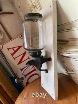 Coffee mill, Parker grinder, extra large glass wall-mounted, rare retro, 1917
