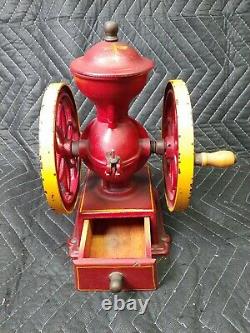 Countertop Antique Cast Iron Coffee Grinder Mill 11 3/4 Made by John Wright Inc