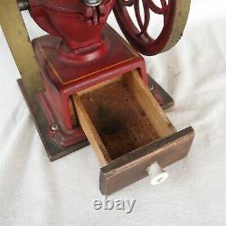 Countertop Antique Cast Iron Coffee Grinder Mill 6 3/4 wheels John Wright Inc