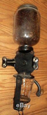 Crystal Arcade cast iron glass vintage antique Wall Mount Coffee Grinder works