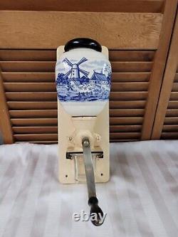 Delft Blue Windmill West Germany Ceramic Coffee Grinder Wall Mount