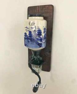 Delft Blue antique coffee grinder with windmill (1920s), from Amsterdam