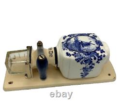 Dutch Delft Wall Coffee Mill PeDe BLUE Grinder Retro Vintage Zassenhaus era RARE