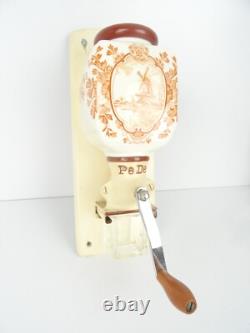 Dutch Delft Wall Coffee Mill PeDe Grinder Orange Retro Vintage (Zassenhaus era)