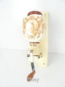 Dutch Delft Wall Coffee Mill PeDe Grinder Orange Retro Vintage (Zassenhaus era)