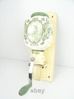 Dutch Delft Wall Coffee Mill PeDe Grinder Retro Vintage Green (Zassenhaus era)