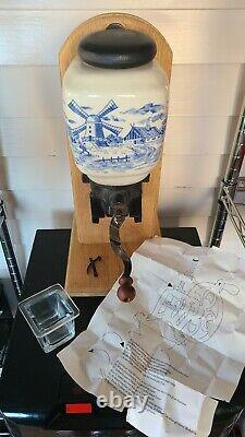 Dutch Holland Delft Blue and White Coffee Grinder Table or Counter Top Vintage