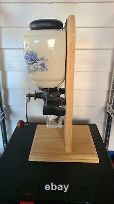 Dutch Holland Delft Blue and White Coffee Grinder Table or Counter Top Vintage