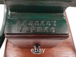 ERLY COFFEE GRINDER PEUGEOT FRERES MODEL C2 late 1800's BRASS HOPPER FRANCE