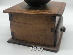 Early Primitive J. Fisher Warr Hand-crank Coffee MILL Grinder Hand Hammered