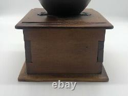 Early Primitive J. Fisher Warr Hand-crank Coffee MILL Grinder Hand Hammered