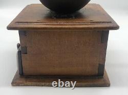 Early Primitive J. Fisher Warr Hand-crank Coffee MILL Grinder Hand Hammered