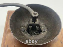 Early Primitive J. Fisher Warr Hand-crank Coffee MILL Grinder Hand Hammered