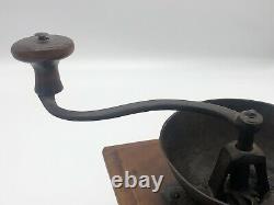 Early Primitive J. Fisher Warr Hand-crank Coffee MILL Grinder Hand Hammered