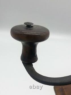 Early Primitive J. Fisher Warr Hand-crank Coffee MILL Grinder Hand Hammered