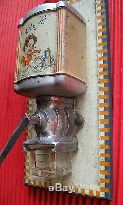 Ex RARE miniature wall coffee grinder doll /dinette antique French tin toy