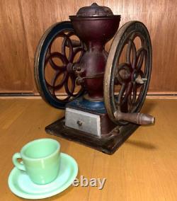 FUJI COFFE MILL Large antique Coffee Mill hand-cranked coffee grinder interior