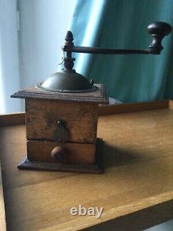 Fully Functional Antique French PEUGEOT FRERES Wood Coffee Grinder Coffee Mill