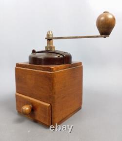 Geugeot Frères Wooden Coffee Grinder Patented Made In France Vintage 1960