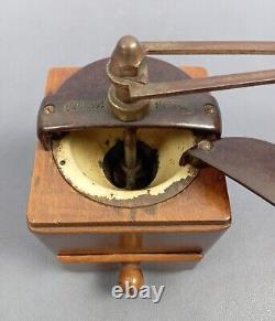 Geugeot Frères Wooden Coffee Grinder Patented Made In France Vintage 1960