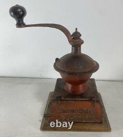 Grand Union Tea Company Coffee Mill Grinder by Griswold Antique Red Paint Cast