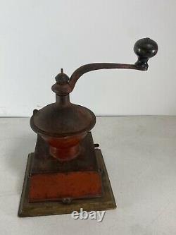 Grand Union Tea Company Coffee Mill Grinder by Griswold Antique Red Paint Cast