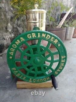 Green Vintage Aroma Cast-Iron Hand Crank Coffee Grinder PARIS, LONDON, SYDNEY