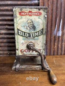 Hoffman's Old Time Brand Roasted Antique Coffee Grinder Country Store tin sign