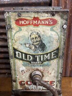 Hoffman's Old Time Brand Roasted Antique Coffee Grinder Country Store tin sign