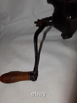 Hoosier Antique Cast Iron & Glass #2 Wall Mount Coffee Grinder Primitive Mill