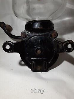 Hoosier Antique Cast Iron & Glass #2 Wall Mount Coffee Grinder Primitive Mill