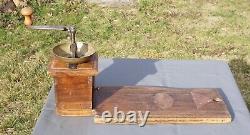 Huge 19c. Antique Ottoman Turkish Seated Coffee Grinder Mill Wooden & Brass 25