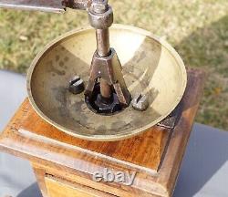 Huge 19c. Antique Ottoman Turkish Seated Coffee Grinder Mill Wooden & Brass 25