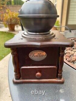 Kaffee Old Vtg Antique Wood Wooden Coffee Grinder With Drawer Brown NEW in box
