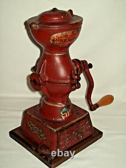 L@@K Landers Frary & Clark Antique Cast Iron Hand Crank Coffee Grinder Mill