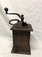 Large 13 Antique Vintage Coffee Grinder Mill Wood Rare With Metal Tray