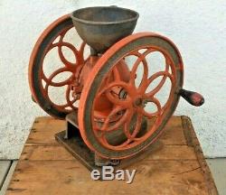 Large Enterprise Coffee Grinder Mill Antique Double 12.5 Inch Wheels