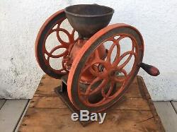 Large Enterprise Coffee Grinder Mill Antique Double 12.5 Inch Wheels
