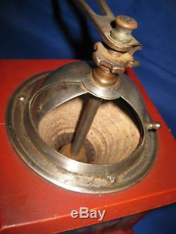 Lovely French Antique Red Coffee Grinder By Broyeur Acier Brevete