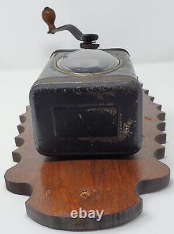 Mahogany No. 8, Antique Coffee Grinder with Oval Glass Inset with Decal Labels