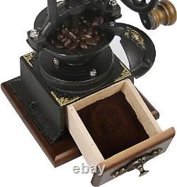 Manual Cast Iron Coffee Grinder Home Kitchen Mill Vintage Antique Style Windmill