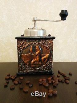 Manual Coffee Grinder Mill, Antique 1950s Vintage, Armenian Handmade from Copper
